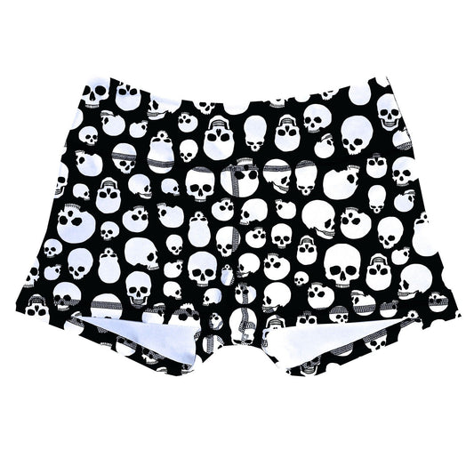 Performance Booty Shorts - Black & White Skulls