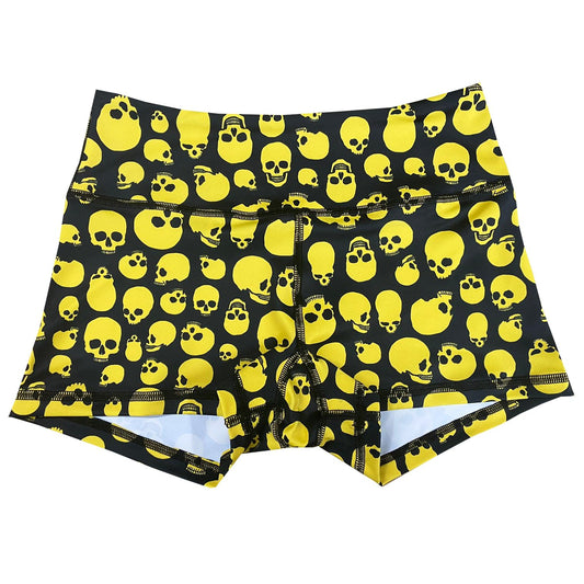 Performance Booty Shorts - Black & Yellow Skulls