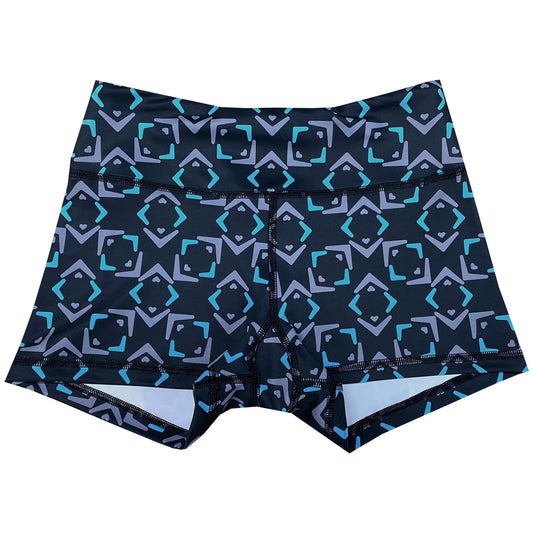 Performance Booty Shorts - Blue Abstract