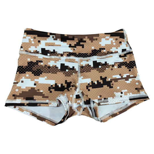 Performance Booty Shorts - Brown Pixel Camo